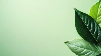 Fototapeta premium A close-up of various green leaves on a soft green background, showcasing the texture and diversity of leaf shapes in a fresh, natural setting.