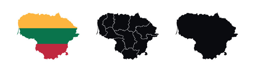 Obraz premium Lithuania Map vector icon. Map of Lithuania various styles.
