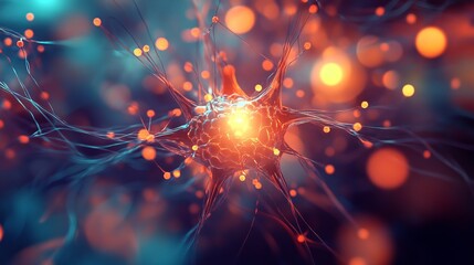 Obraz premium Neural connection, bright lights, synapses