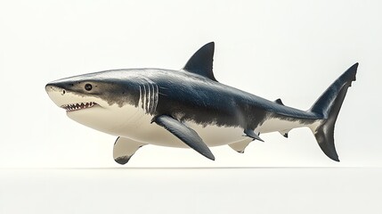 Obraz premium Great White Shark Attacking in White Studio Setting