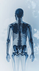 Full-Body X-Ray Image of Human Skeleton and Spine Anatomy