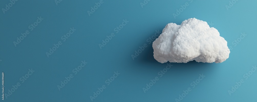 Aufkleber white cloud shaped object on plain blue background. minimalist concept with copy space for cloud com
