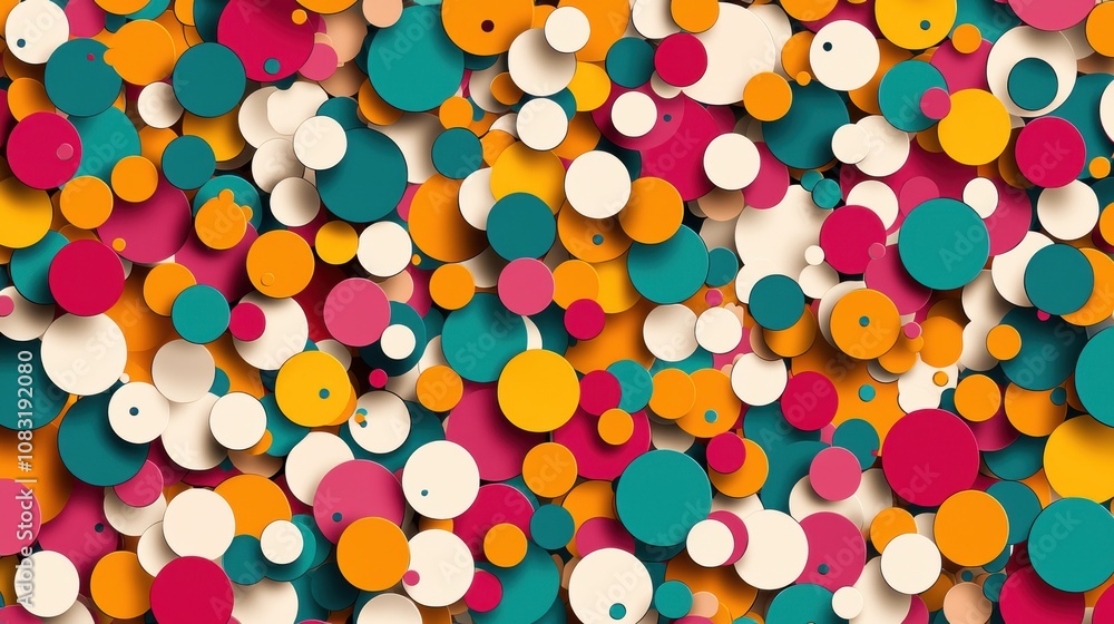 Poster abstract colorful paper circles overlapping in a vibrant layered composition. geometric pattern for 