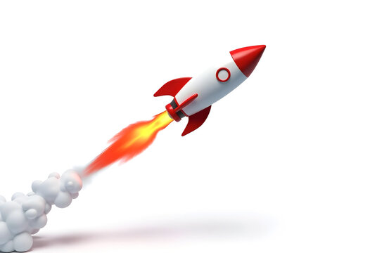 rocket launched isolated on a white background marketing business concept