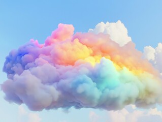 Fototapeta premium A rainbow cloud, capturing the vibrant and ethereal colors of the rainbow spread across the cloud’s edges