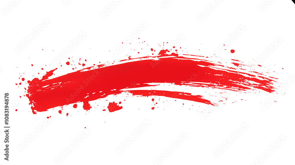 Poster dynamic red brush stroke isolated on transparent background