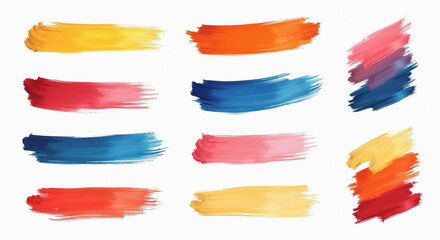 Vibrant Abstract Brush Strokes Illustration Set for Artistic Design and Creative Projects