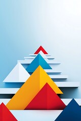 Colorful Geometric Shapes on a Blue Background