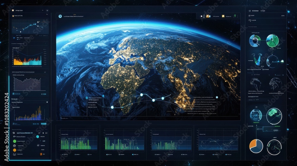 Poster global data visualization and earth representation
