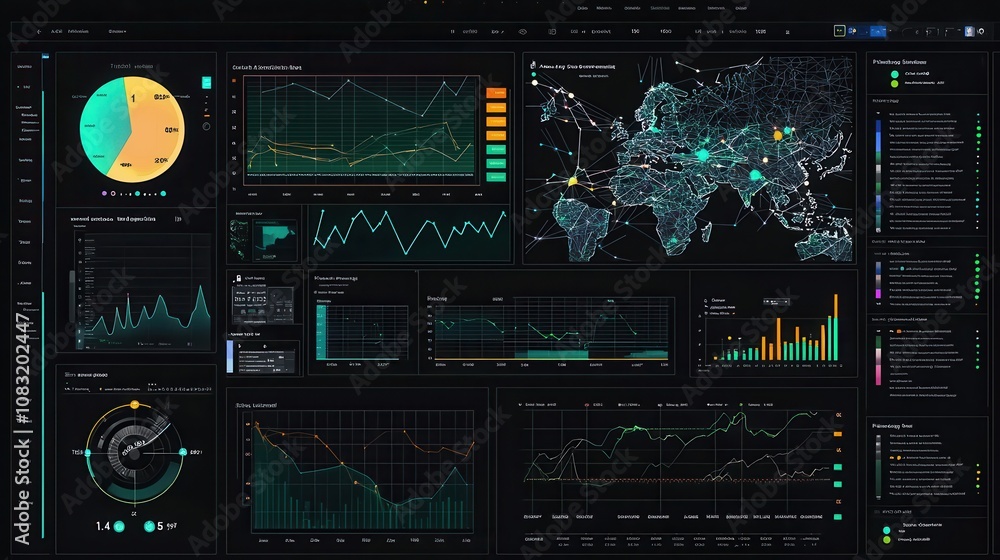 Poster data analysis dashboard with global visualization elements