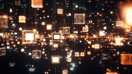 Obraz premium Abstract Digital Background with Floating Square Shapes