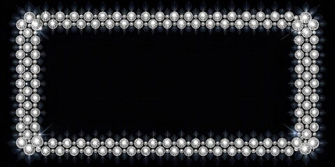 Elegant Black Background with Diamond and Pearl Border