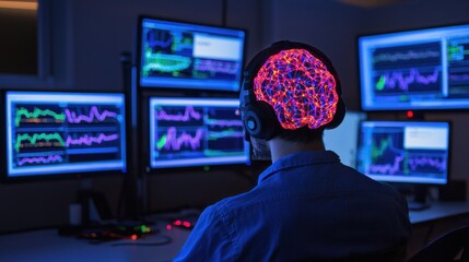 Fototapeta premium Futuristic Mind Visualization with Data Monitoring