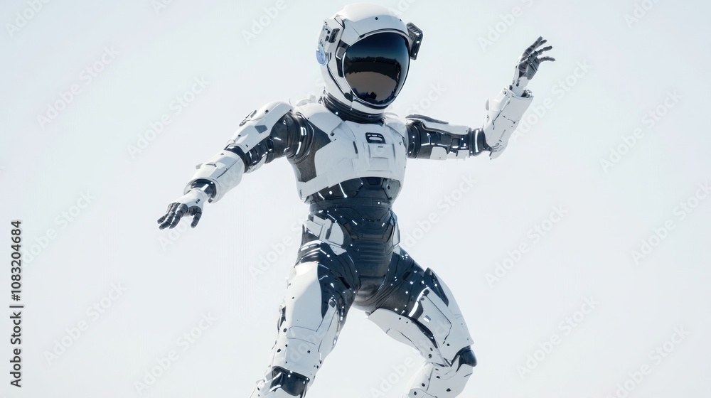 Fototapete A humanoid robot in a dynamic pose, showcasing advanced design and technology.