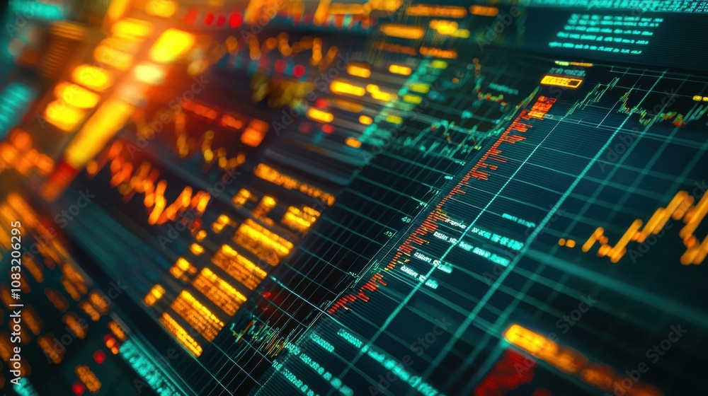 Poster abstract financial data visualization background
