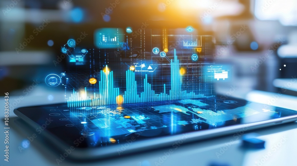Aufkleber digital data visualization on tablet screen