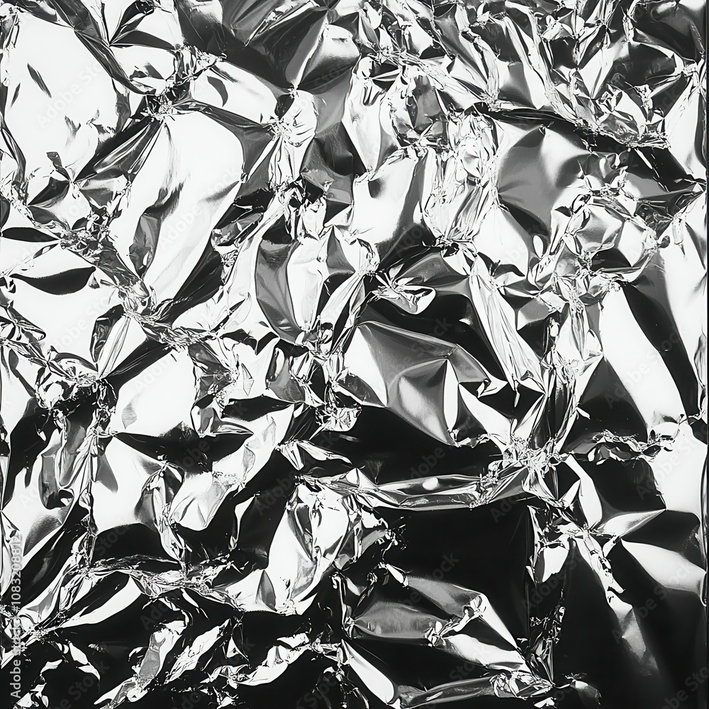 Aufkleber captivating reflection on crinkled metallic foil abstract background image showcase artistic perspec