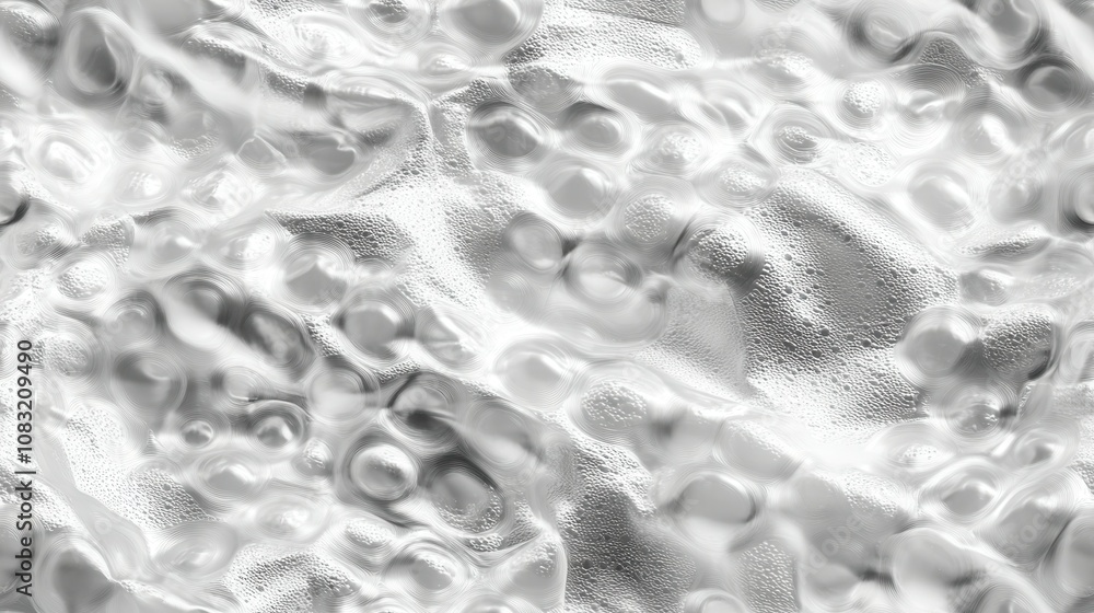 Poster exploring bubbled plastic textures studio setting abstract art close-up view air-filled patterns for