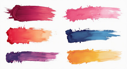 Colorful Brush Stroke Illustration Set, Vibrant Paint Streak Collection for Creative Projects