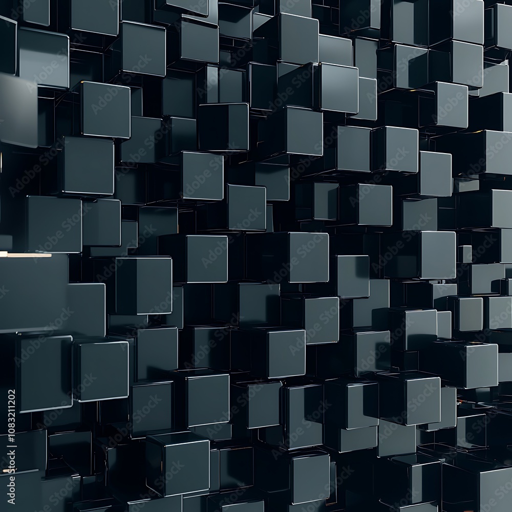 Poster abstract black cube pattern background texture
