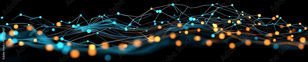 Poster abstract data network visualization with bright dots