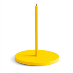 A minimalist yellow candle on a round base, showcasing a simple yet vibrant design perfect for contemporary decor.