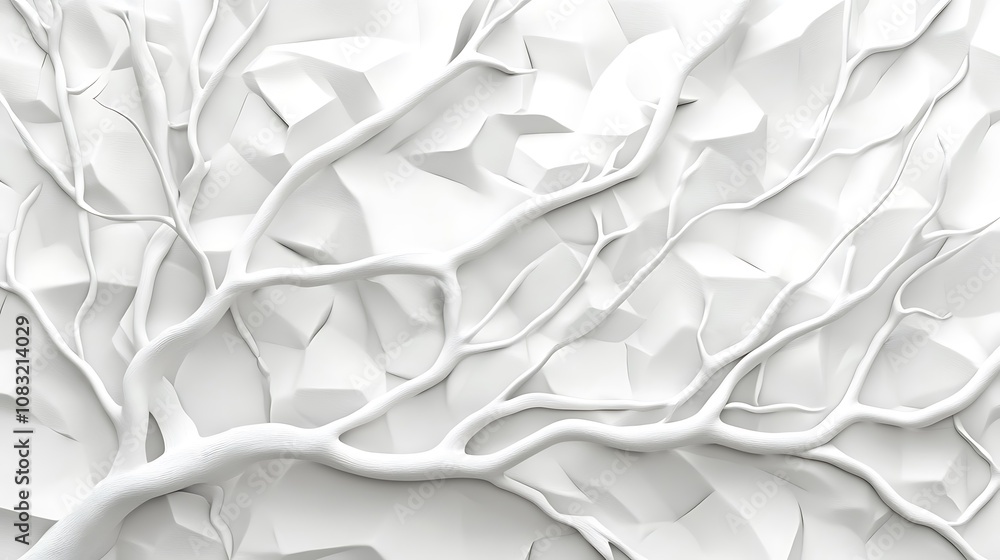 Poster white tree branches on abstract background