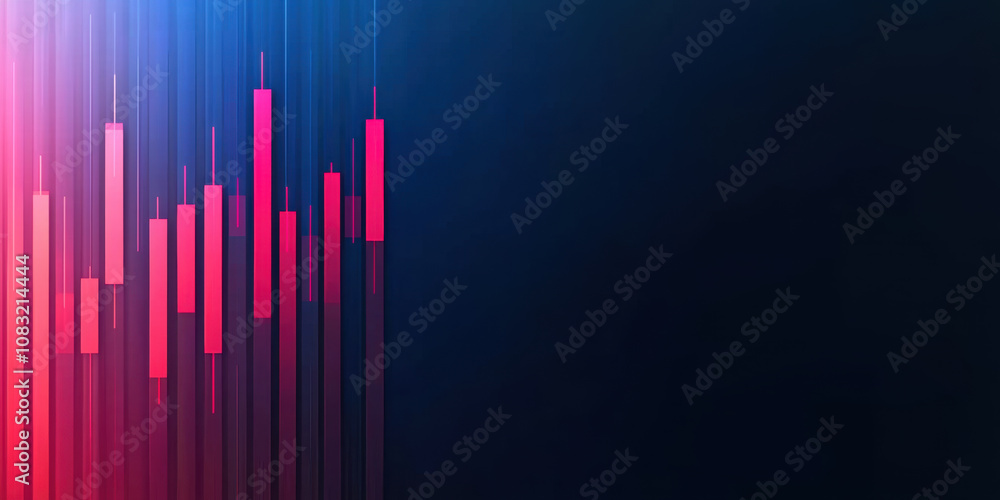 Aufkleber abstract financial chart with red candlestick patterns on dark background, representing market trend