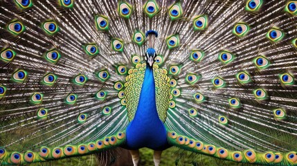 Obraz premium Colorful Peacock Displaying Its Vibrant Feathers