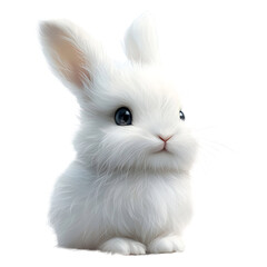 Fototapeta premium A cute white bunny isolated on transparent background