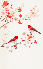 Retro traditional Chinese elements flower and bird texture art background
