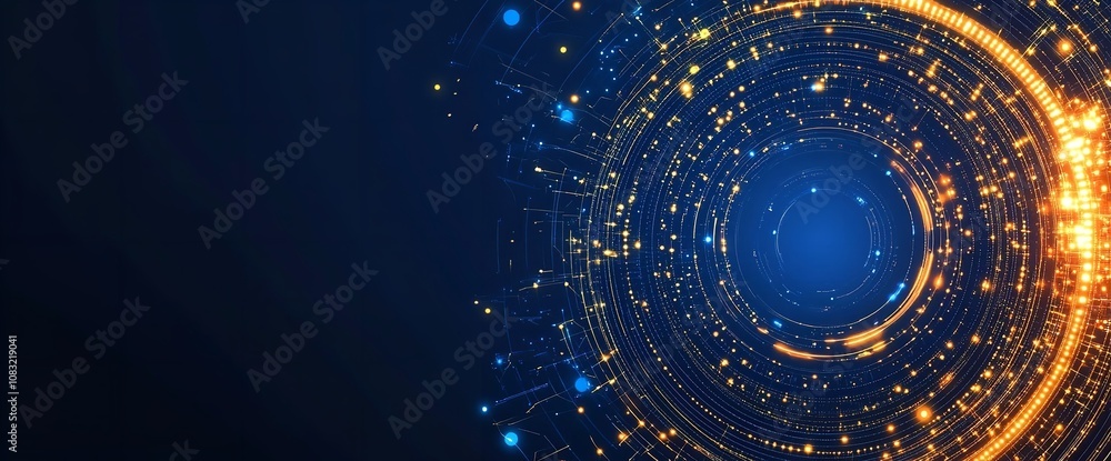 Aufkleber abstract futuristic background with glowing circles and tech elements.
