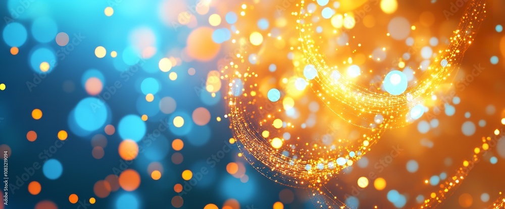 Poster abstract futuristic background with glowing circles and tech elements.