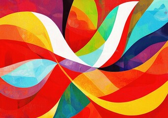 Obraz premium Red background, curved shapes, minimalist style