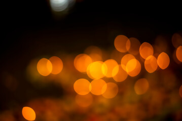 Bokeh of decorative lights in the festival, out of focus