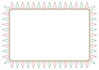 Christmas trees decorative border frame on white background.