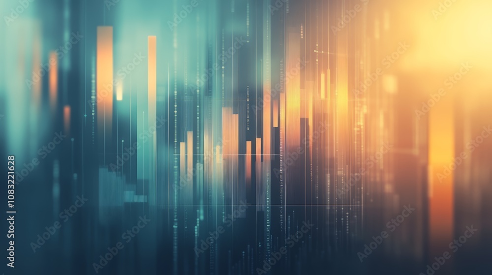 Poster abstract background with colorful vertical lines and glowing lights, representing data, technology, 