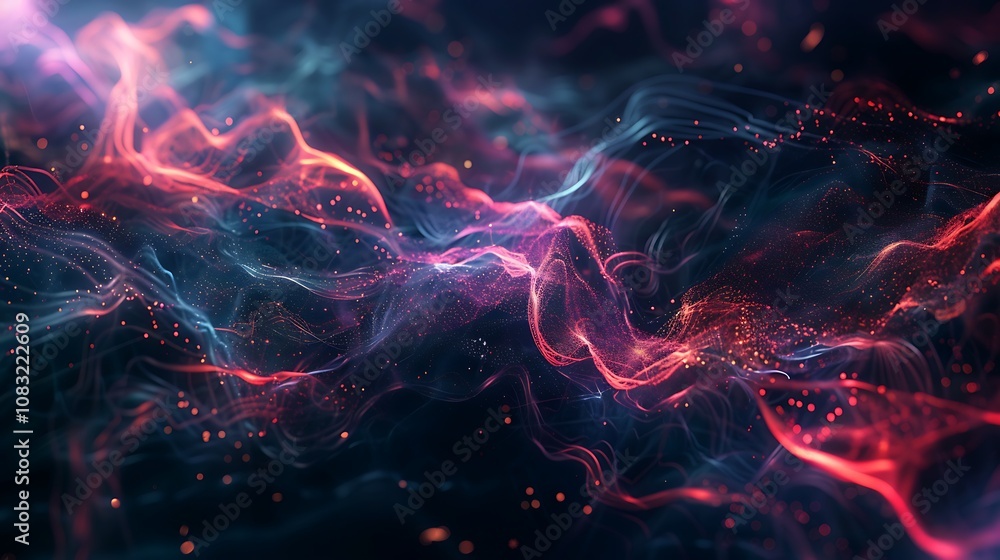 Aufkleber abstract swirling lights in red and blue with glowing and sparkling effects
