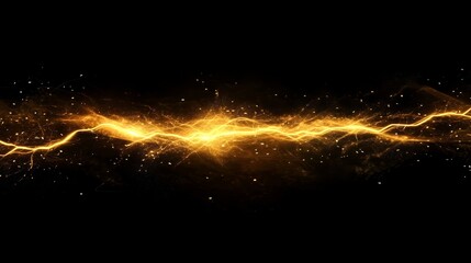 Fototapeta premium Abstract gold energy stream on black background.
