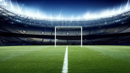 sports stadium night rugby field goalposts ready match 4K loop dynamic background union outdoors goalpost sport pitch greengrass team game play champion spotlight building kickoff league goal arena