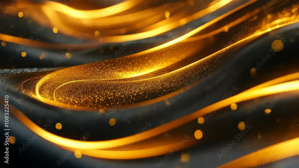 Poster golden light streaks through a dark, swirling backdrop, creating a mesmerizing abstract pattern