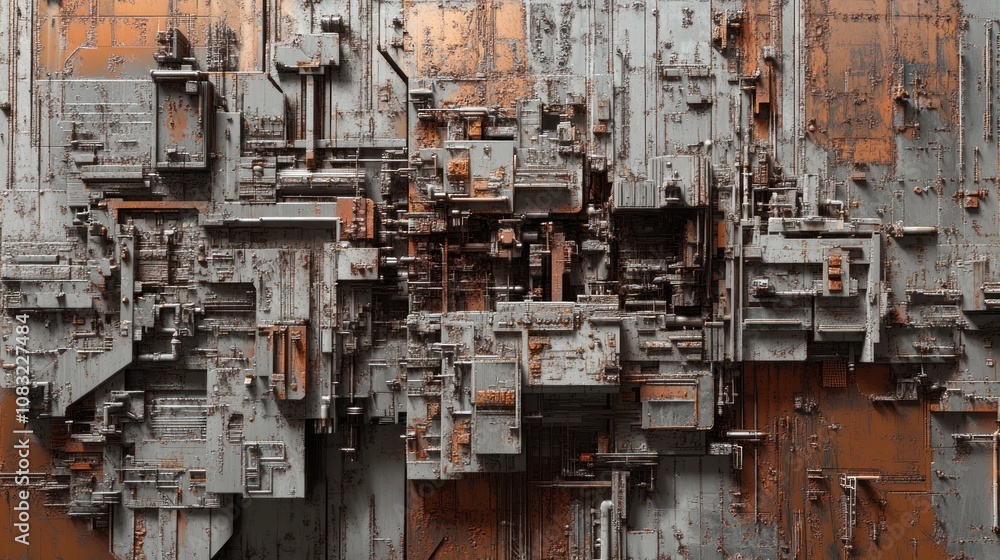 Poster abstract industrial design with intricate geometric patterns.
