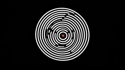 Circular Logo with Curved Lines Creating a Labyrinth Effect, Sparkle in the Center, Modern and Intricate Design