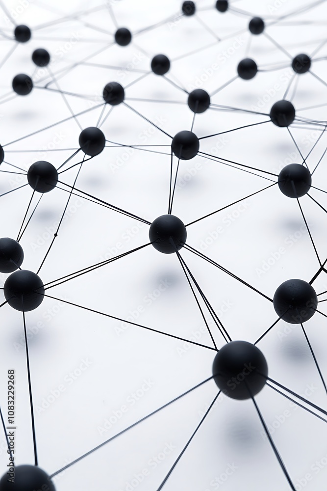 Aufkleber abstract network structure with black nodes and lines