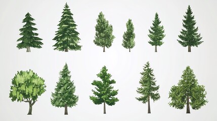 Obraz premium Pine Tree Vector Illustration on a White Background, Simple and Elegant Design