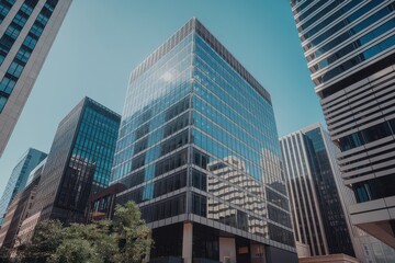 Obraz premium Modern Skyscrapers and Urban Architecture in a Financial City Landscape