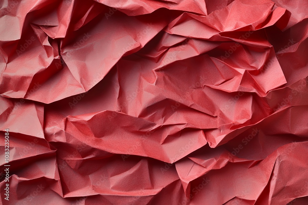 Poster textured red crumpled paper surface creating a vibrant backdrop for various creative projects and ar