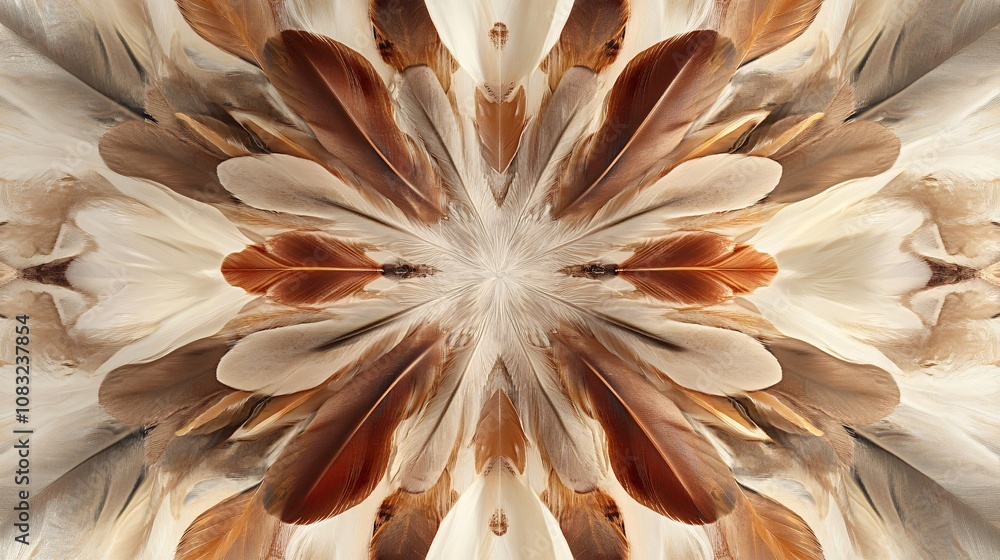 Poster Feathers arranged in a symmetrical pattern