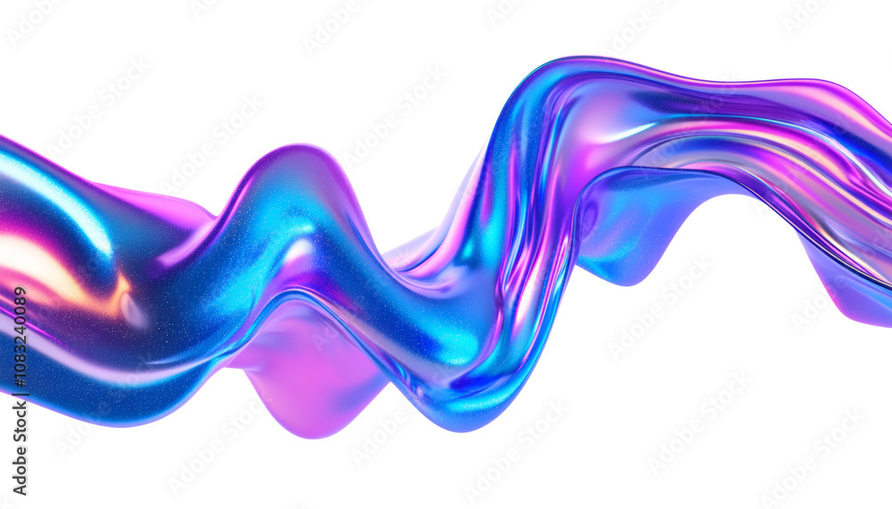 Poster border blue purple fluid wave movement 3d abstract gradient motion render isolated on transparent ba