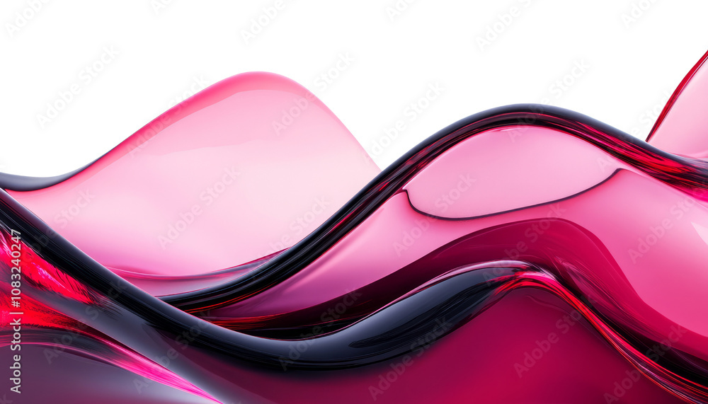 Poster dark red and pink solid wave movement 3d abstract gradient motion render isolated on transparent bac
